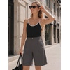 image:imageEXLURA Women Bermuda Shorts Knee Length Cotton Faux Linen Shorts Work Office Outfits Summer Beach High Waisted Shorts PocketsGrey