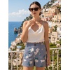 image:imageEXLURA Womens Summer Cute Striped Shorts Comfy Cotton Elastic Waist Floral Shorts Casual Boho Beach Short Pants with PocketsNavy Blue Stripe