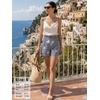 image:imageEXLURA Womens Summer Cute Striped Shorts Comfy Cotton Elastic Waist Floral Shorts Casual Boho Beach Short Pants with PocketsNavy Blue Stripe