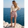 image:imageEXLURA Womens Summer Cute Striped Shorts Comfy Cotton Elastic Waist Floral Shorts Casual Boho Beach Short Pants with PocketsRed Stripe