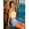 image:imageEXLURA Womens Summer Cute Striped Shorts Comfy Cotton Elastic Waist Floral Shorts Casual Boho Beach Short Pants with PocketsSky Blue Stripe