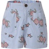 image:imageEXLURA Womens Summer Cute Striped Shorts Comfy Cotton Elastic Waist Floral Shorts Casual Boho Beach Short Pants with PocketsSky Blue Stripe