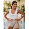 image:imageEXLURA Womens Summer Cute Striped Shorts Comfy Cotton Elastic Waist Floral Shorts Casual Boho Beach Short Pants with PocketsYellow Stripe