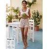 image:imageEXLURA Womens Summer Cute Striped Shorts Comfy Cotton Elastic Waist Floral Shorts Casual Boho Beach Short Pants with PocketsYellow Stripe