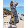 image:imageEXLURA Womens Summer Faux Linen Boho Maxi Dresses Oversized V Neck Half Sleeve Floral Flowy Casual Long Maternity Dress 2026Blue Floral