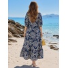 image:imageEXLURA Womens Summer Faux Linen Boho Maxi Dresses Oversized V Neck Half Sleeve Floral Flowy Casual Long Maternity Dress 2026Blue Floral