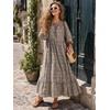 image:imageEXLURA Womens Summer Faux Linen Boho Maxi Dresses Oversized V Neck Half Sleeve Floral Flowy Casual Long Maternity Dress 2026Blue Orange Floral
