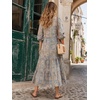 image:imageEXLURA Womens Summer Faux Linen Boho Maxi Dresses Oversized V Neck Half Sleeve Floral Flowy Casual Long Maternity Dress 2026Blue Orange Floral