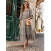 image:imageEXLURA Womens Summer Faux Linen Boho Maxi Dresses Oversized V Neck Half Sleeve Floral Flowy Casual Long Maternity Dress 2026Blue Orange Floral