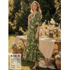 image:imageEXLURA Womens Summer Faux Linen Boho Maxi Dresses Oversized V Neck Half Sleeve Floral Flowy Casual Long Maternity Dress 2026Green Floral
