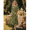 image:imageEXLURA Womens Summer Faux Linen Boho Maxi Dresses Oversized V Neck Half Sleeve Floral Flowy Casual Long Maternity Dress 2026Green Floral