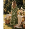 image:imageEXLURA Womens Summer Faux Linen Boho Maxi Dresses Oversized V Neck Half Sleeve Floral Flowy Casual Long Maternity Dress 2026Green Floral