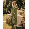 image:imageEXLURA Womens Summer Faux Linen Boho Maxi Dresses Oversized V Neck Half Sleeve Floral Flowy Casual Long Maternity Dress 2026Green Floral