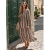 image:imageEXLURA Womens Summer Faux Linen Boho Maxi Dresses Oversized V Neck Half Sleeve Floral Flowy Casual Long Maternity Dress 2026Red Brown Floral