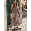 image:imageEXLURA Womens Summer Faux Linen Boho Maxi Dresses Oversized V Neck Half Sleeve Floral Flowy Casual Long Maternity Dress 2026Red Brown Floral