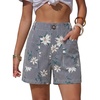 image:imageEXLURA Womens Summer Cute Striped Shorts Comfy Cotton Elastic Waist Floral Shorts Casual Boho Beach Short Pants with PocketsNavy Blue Stripe
