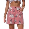 image:imageEXLURA Womens Summer Cute Striped Shorts Comfy Cotton Elastic Waist Floral Shorts Casual Boho Beach Short Pants with PocketsRed Stripe