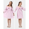 image:imageEXLURA Girls Big Bow Neck Dress Puff Long Sleeve A Line Kids Wedding Formal Midi Dresses 2024 Princess Pageant Party 615Y