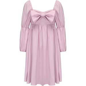 image:imageEXLURA Girls Big Bow Neck Dress Puff Long Sleeve A Line Kids Wedding Formal Midi Dresses 2024 Princess Pageant Party 615Y